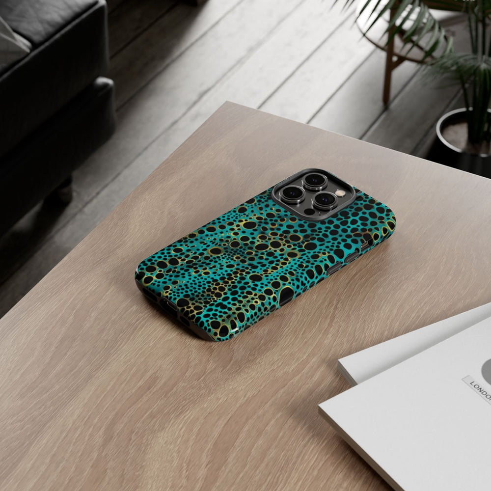 Turquoise en Zwart Abstract Stippenpatroon