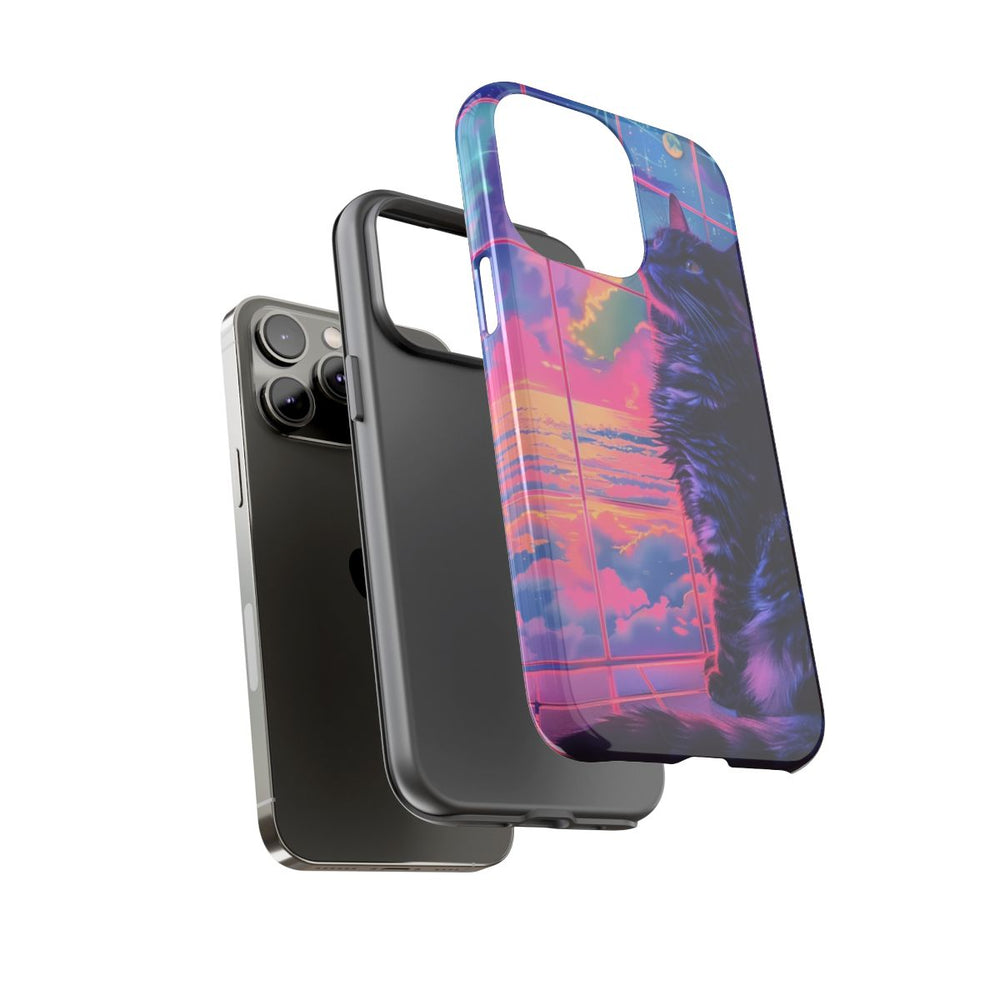 Lofi Vaporwave Kat met Neonlucht