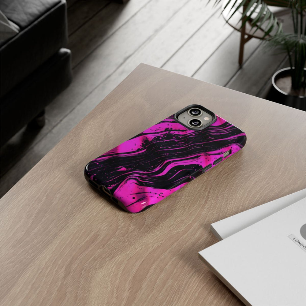 Neonroze en Zwart Abstract Patroon