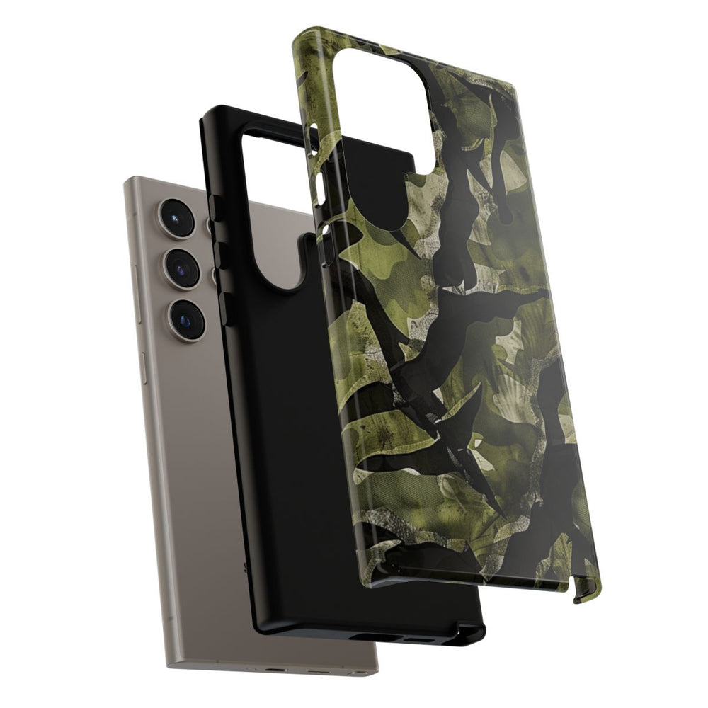 Groen Camouflagepatroon met Zwarte Abstracte Vormen