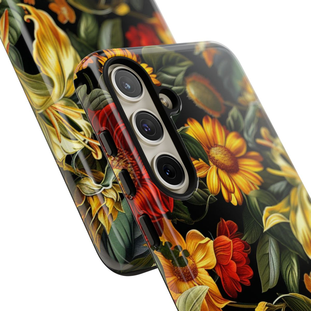 Vrolijk Gele en Rode Bloemenprint