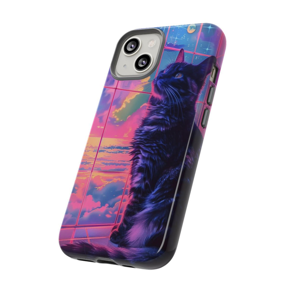 Lofi Vaporwave Kat met Neonlucht