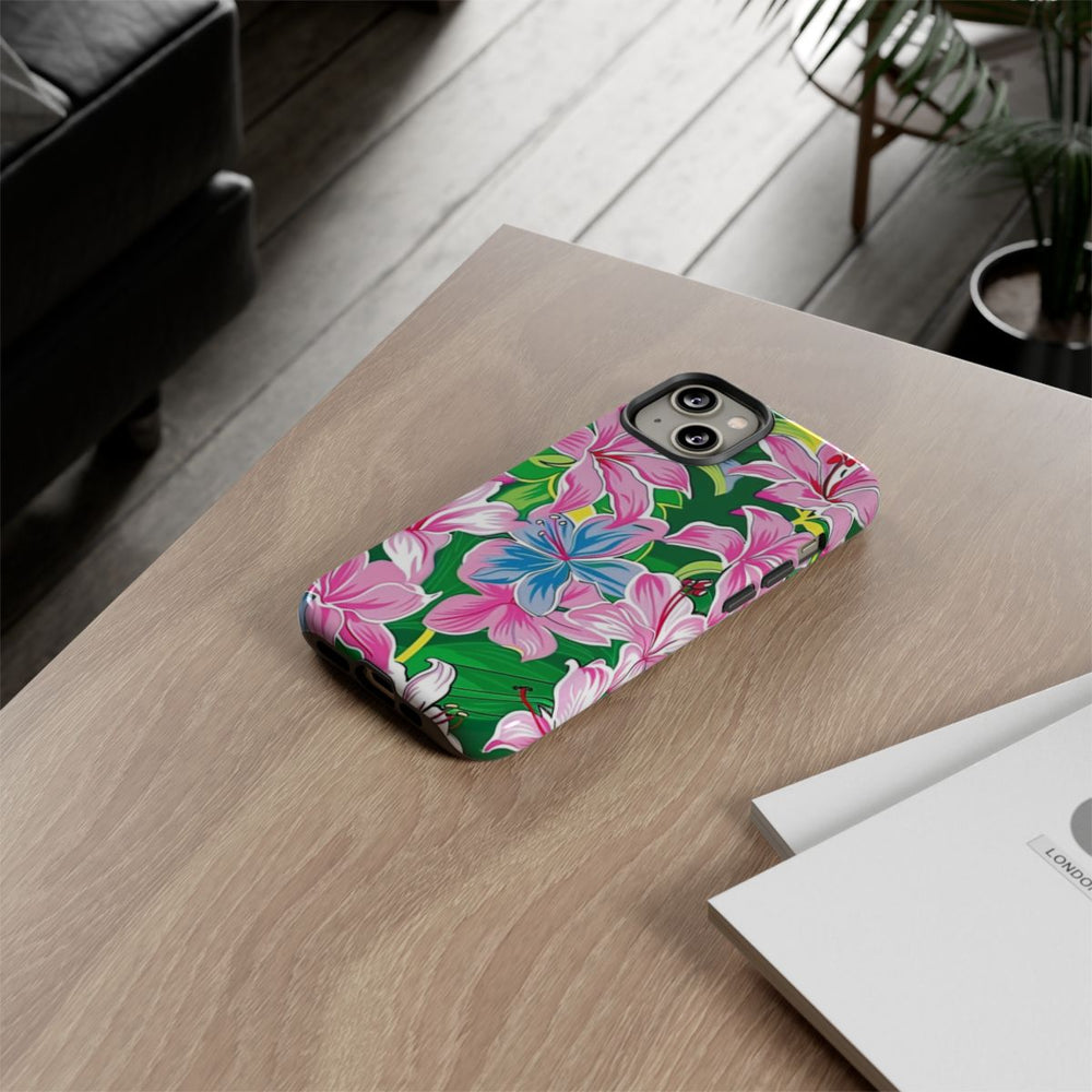 Roze en Blauwe Bloemenprint