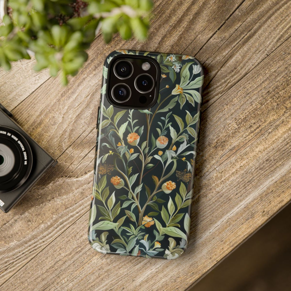 Gedetailleerde Botanische Illustratie met Oranje Bloemen