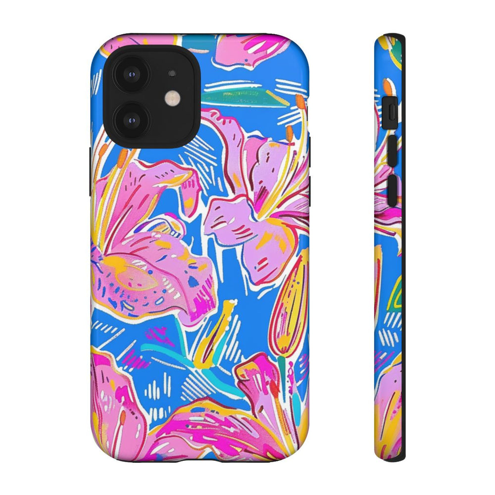 Felroze en Gele Bloemenprint