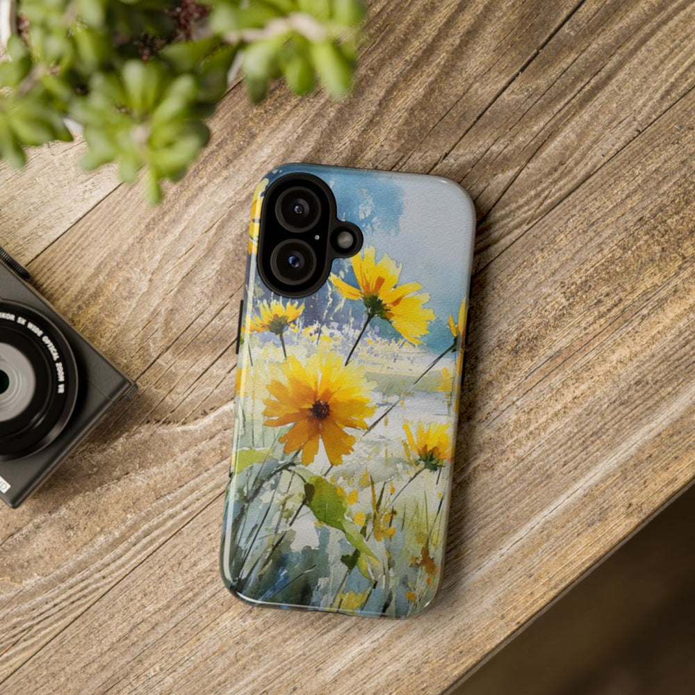 Gele Zonnebloemen in Pastelkleurig Landschap