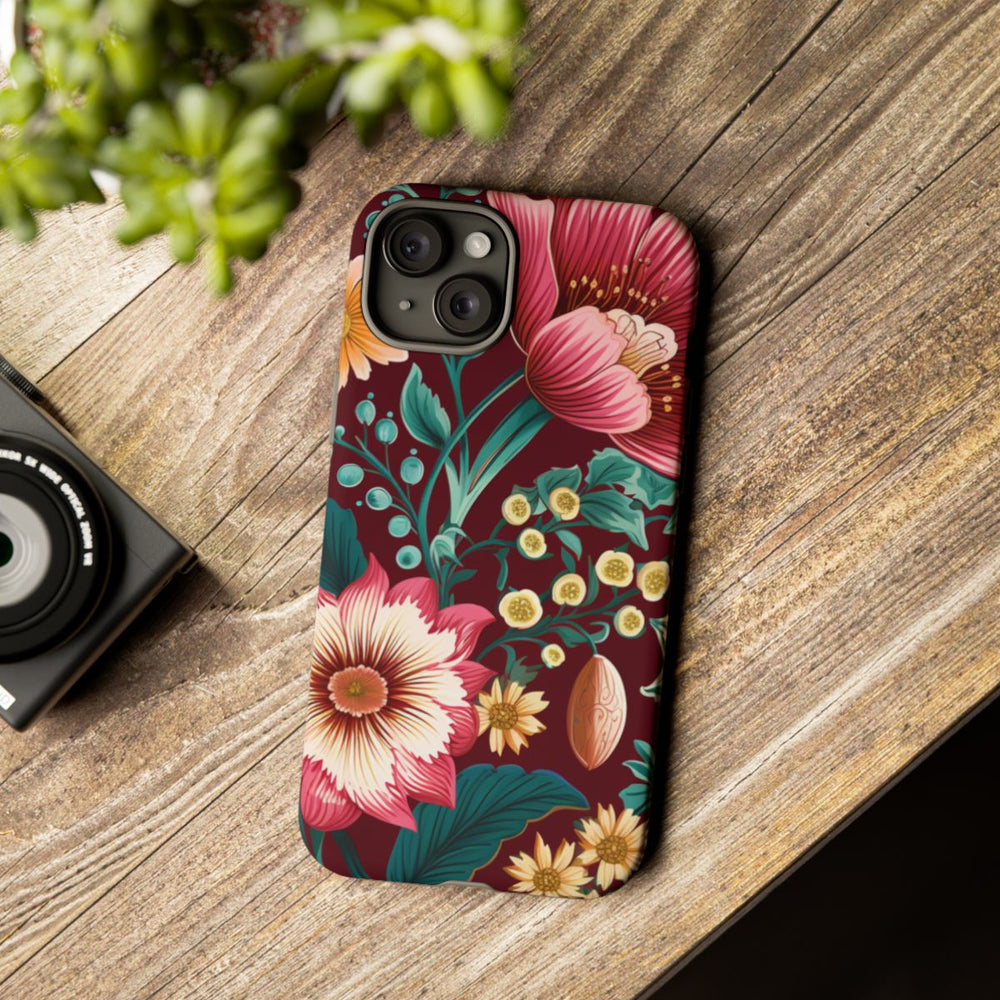 Botanisch Bloemenpatroon in Amber en Teal