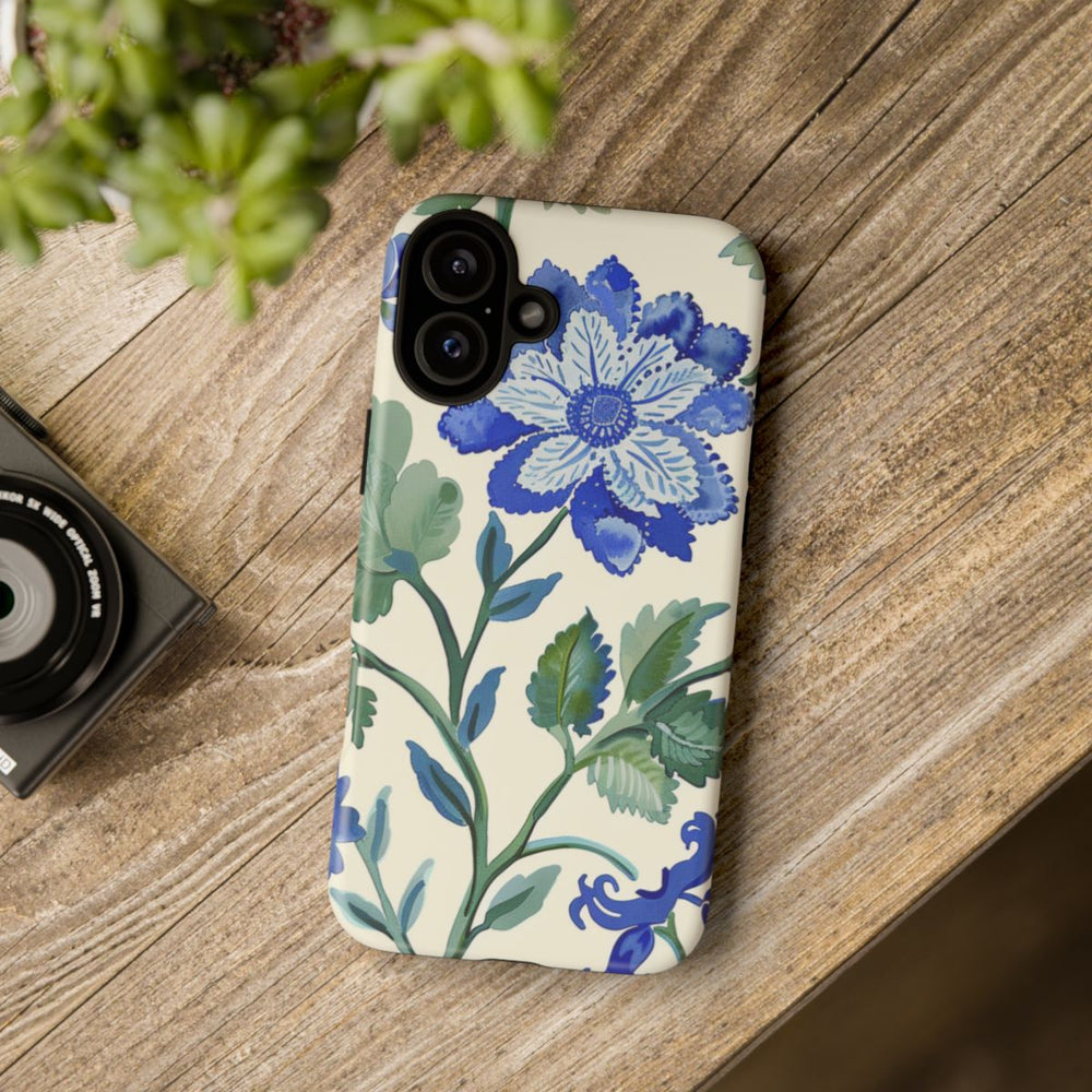 Blauw Waterverf Bloemenpatroon