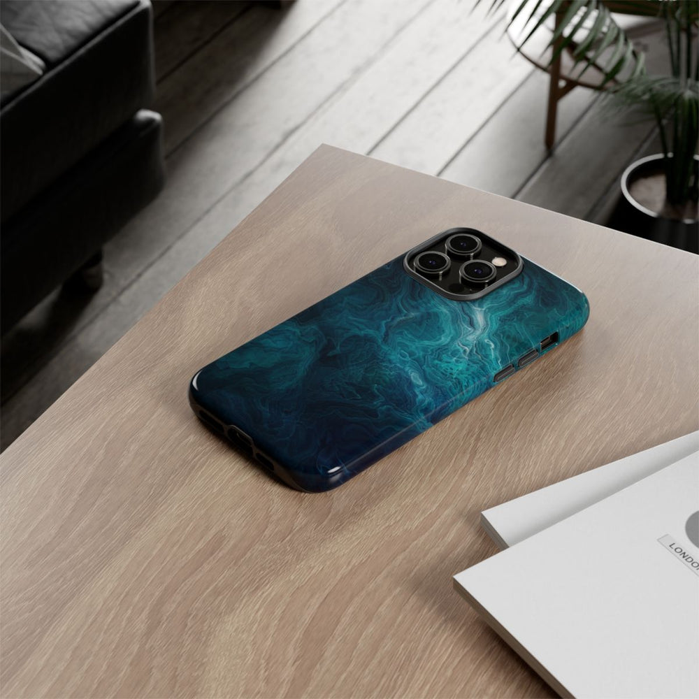 Mystieke Blauwe en Teal Abstracte Krullen