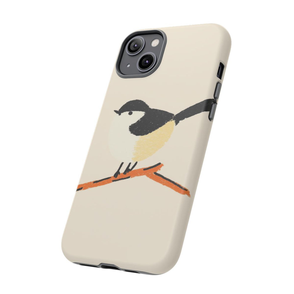 Minimalistische Vogelillustratie op Tak