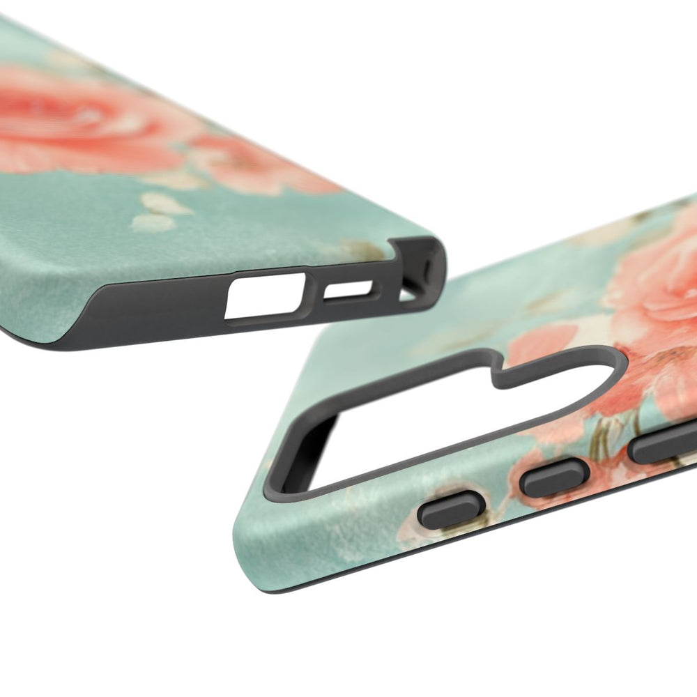 Aquarel Roze Rozen op Turquoise Achtergrond