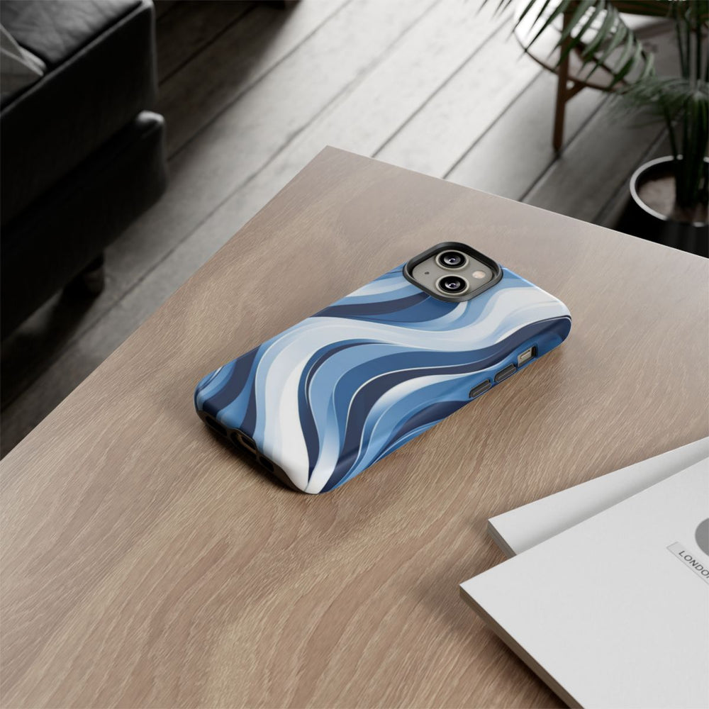 Modern Blauw Golfpatroon