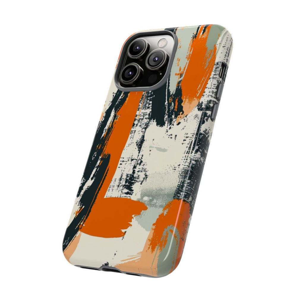 Abstract Oranje-Zwart Penseelstrepenpatroon