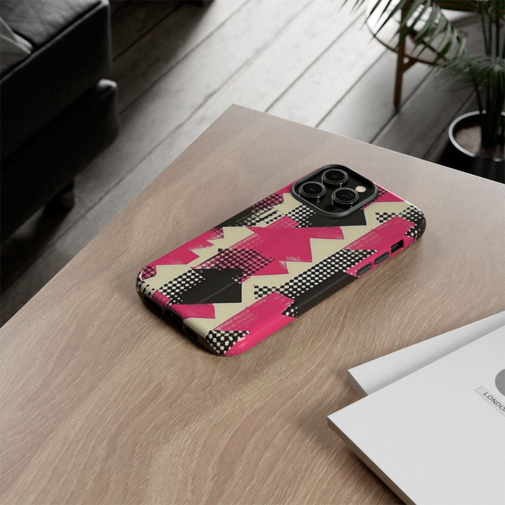 Roze en Zwart Abstract Geometrisch Patroon
