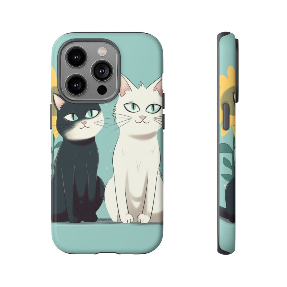 Twee Cartoonkatten met Zonnebloem