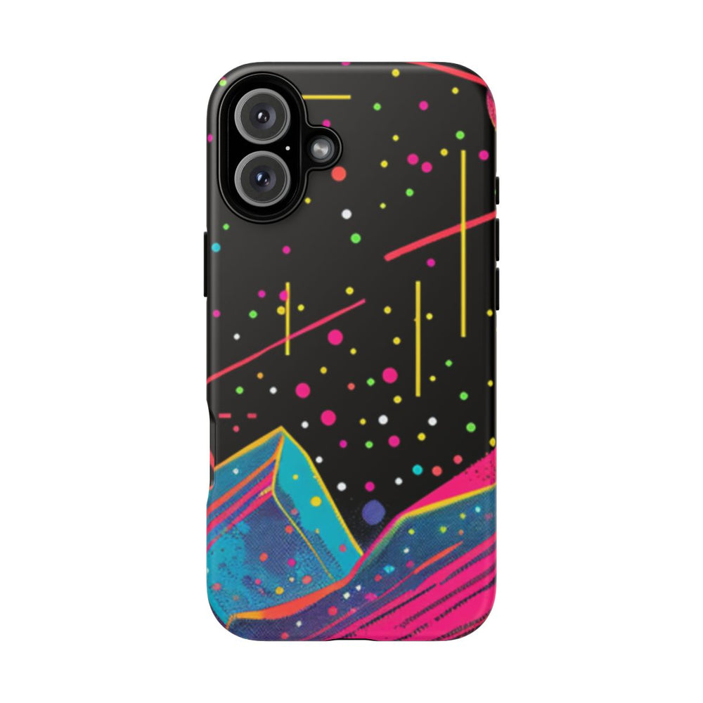 Neon Kosmisch Landschap met Planeten en Zon