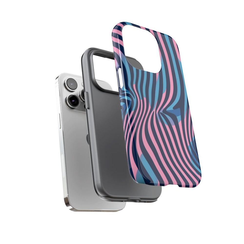 Golvend Blauw-Roze Optische Illusiepatroon