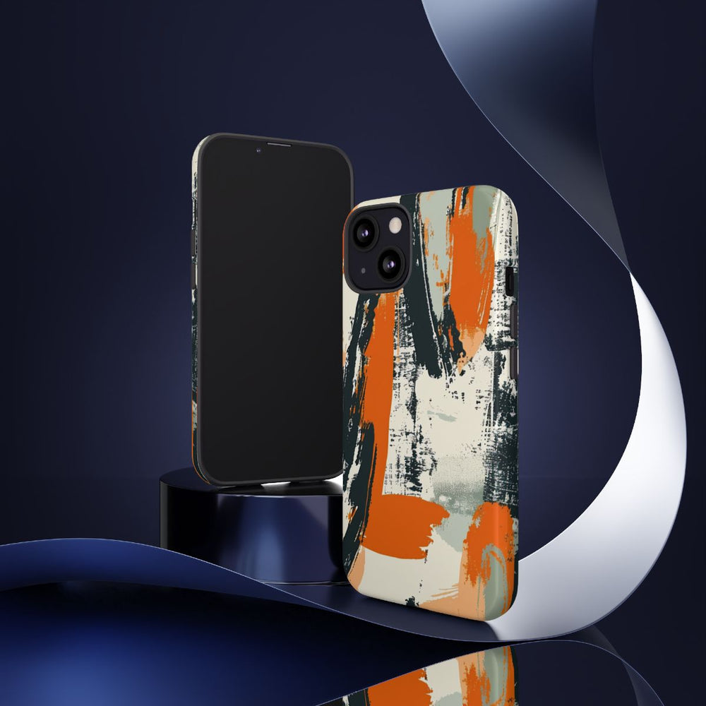 Abstract Oranje-Zwart Penseelstrepenpatroon