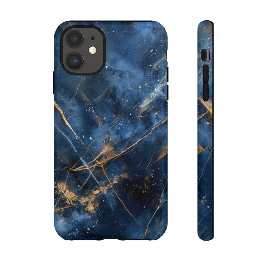 Blauw Marmerpatroon met Gouden Adering