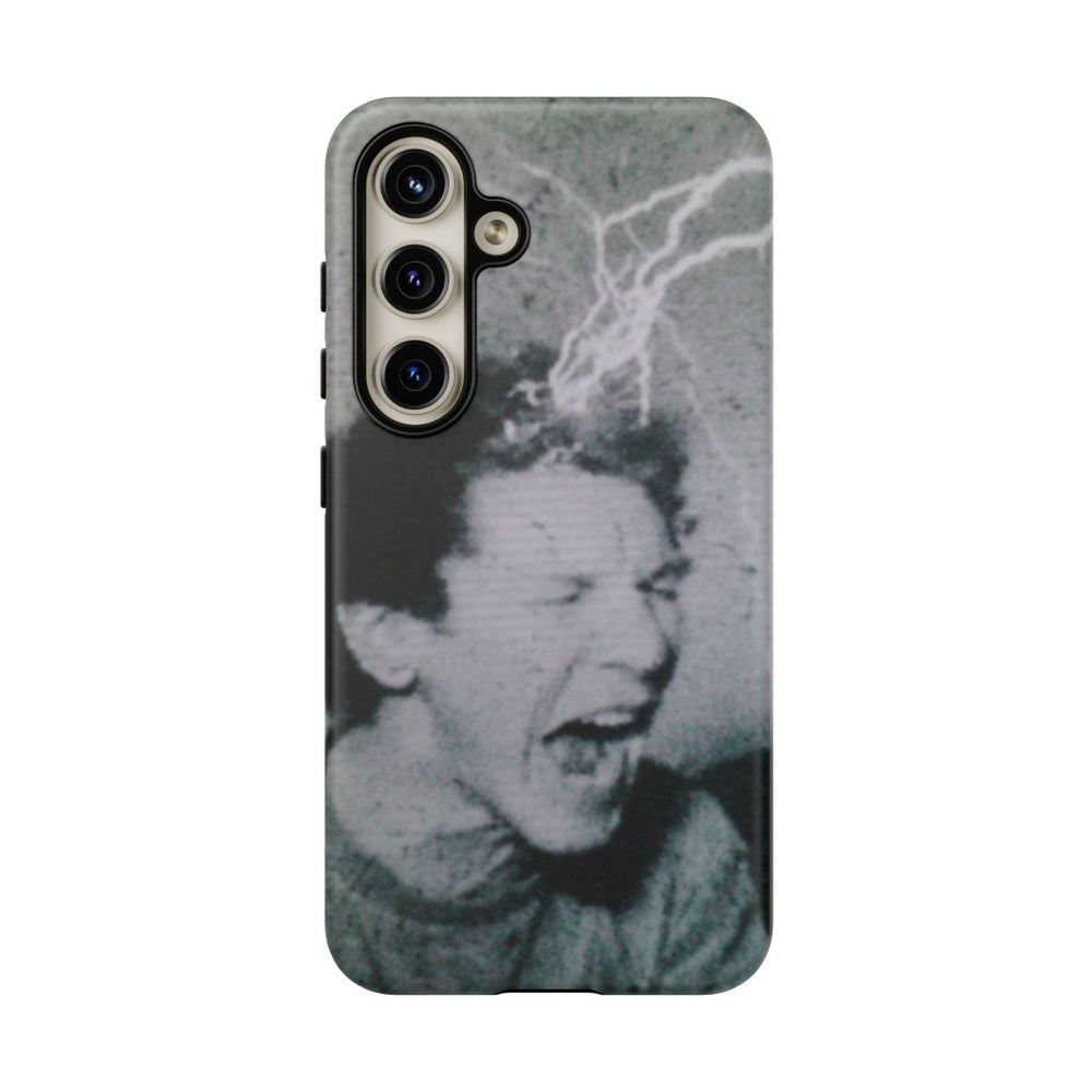Zwart-Wit Portret met Bliksemeffect en Vintage Look