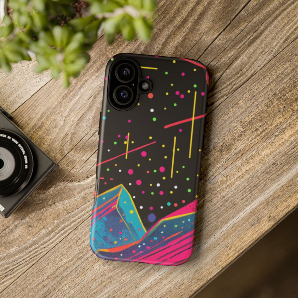 Neon Kosmisch Landschap met Planeten en Zon