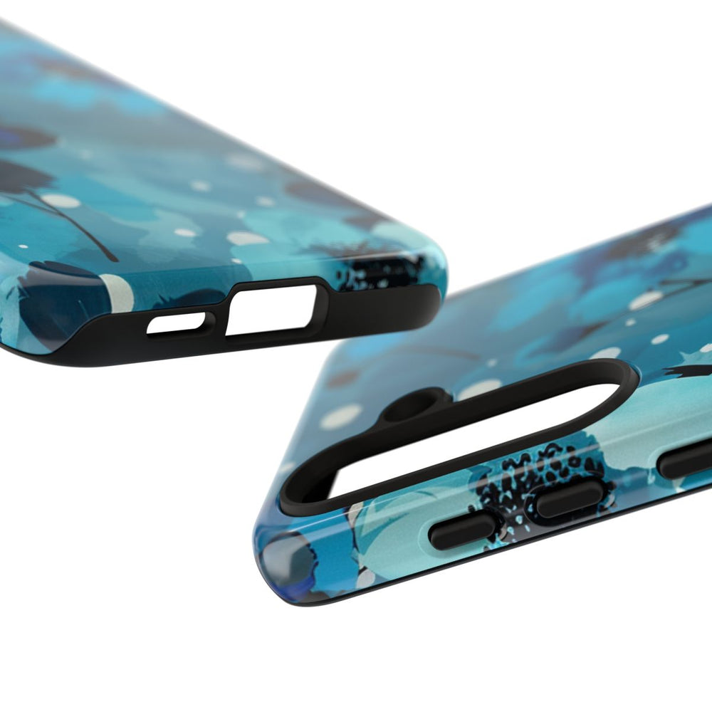 Blauw Bloemenpatroon met Stippen