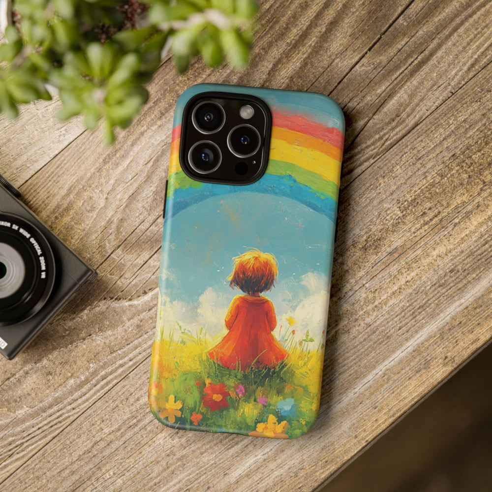 Kind Kijkt naar Regenboog