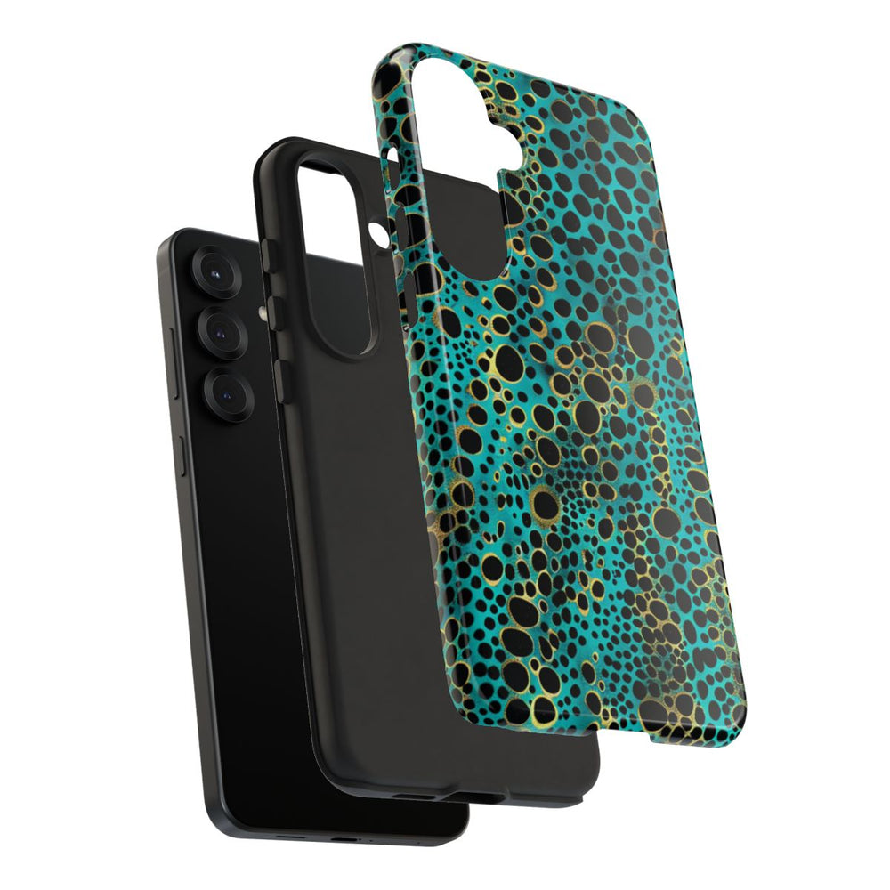 Turquoise en Zwart Abstract Stippenpatroon