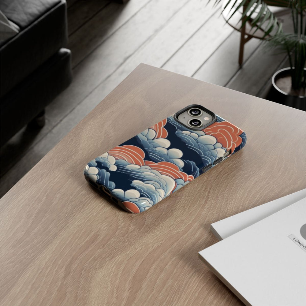 Gestileerd Wolkenpatroon in Blauw en Oranje