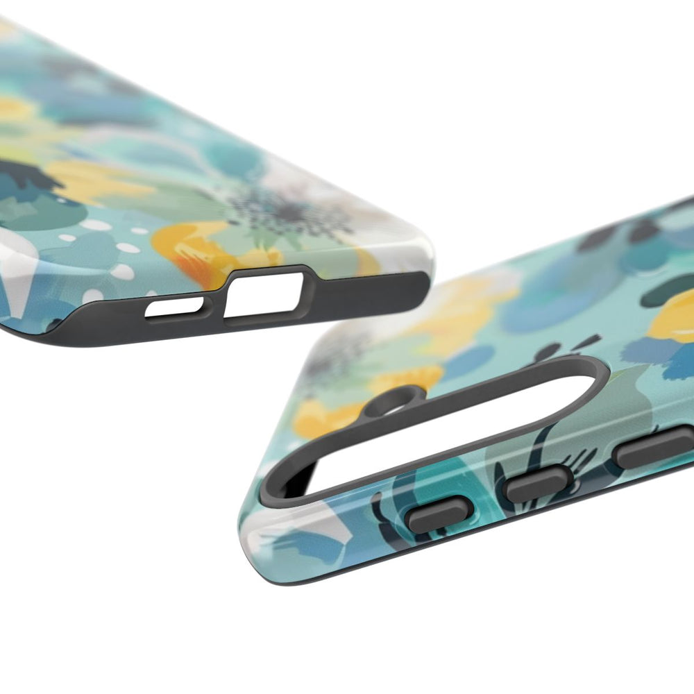 Turquoise Bloemenpatroon met Stippen