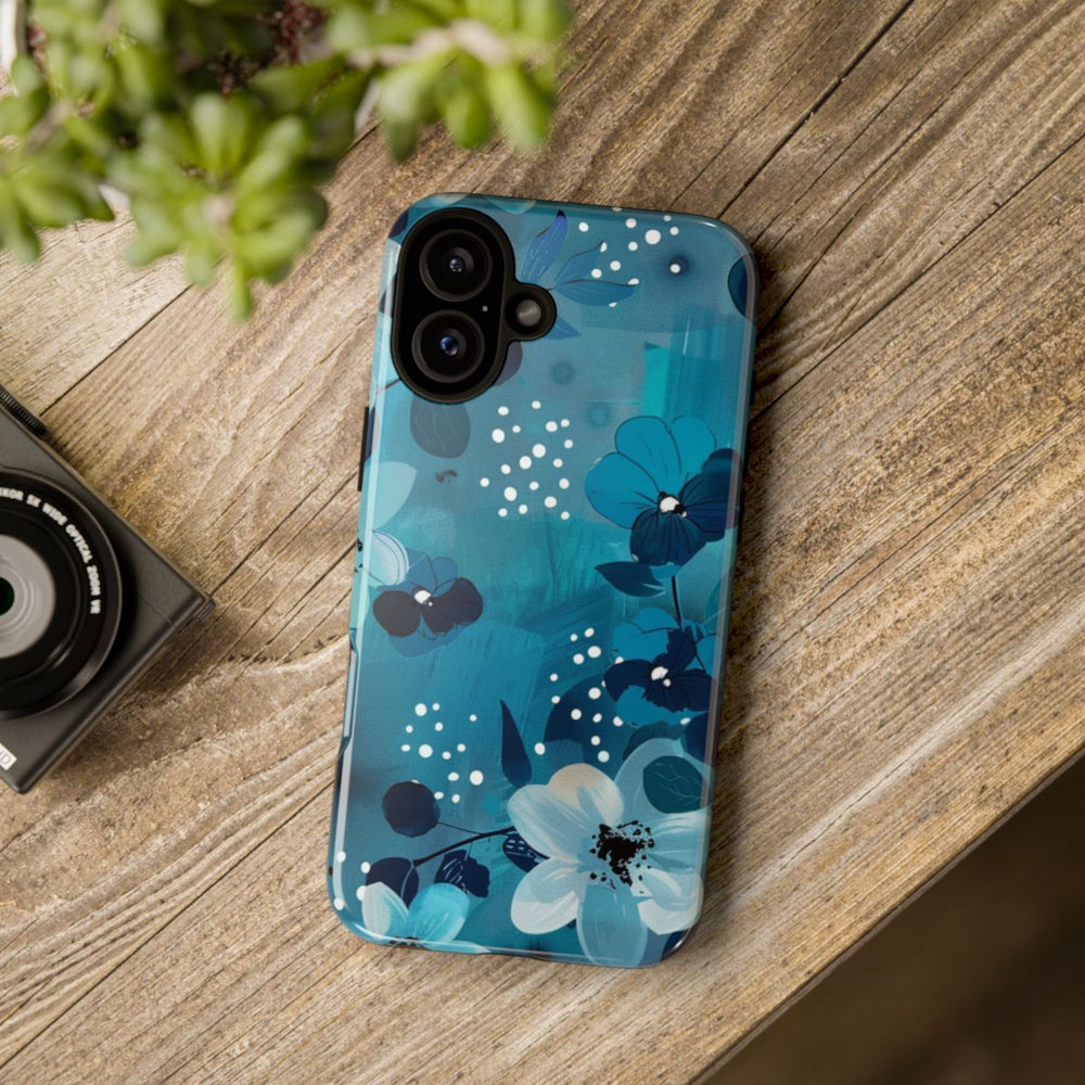 Turquoise Bloemenpatroon met Stippen