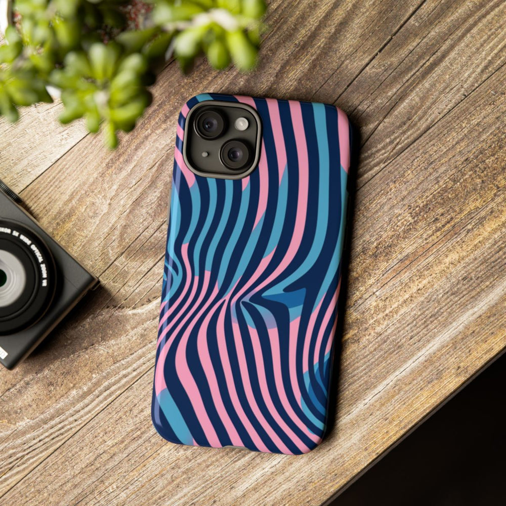 Golvend Blauw-Roze Optische Illusiepatroon