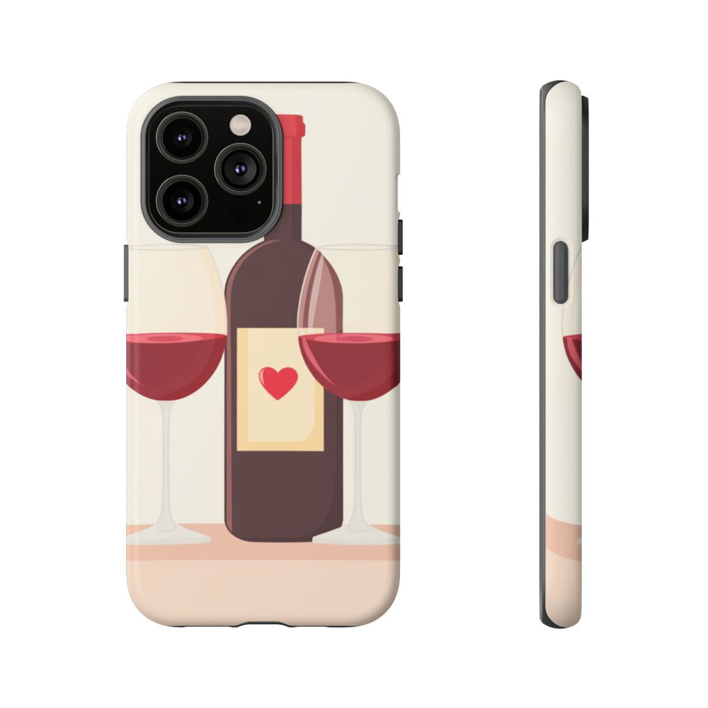 Rode Wijnfles met Twee Glazen Illustratie