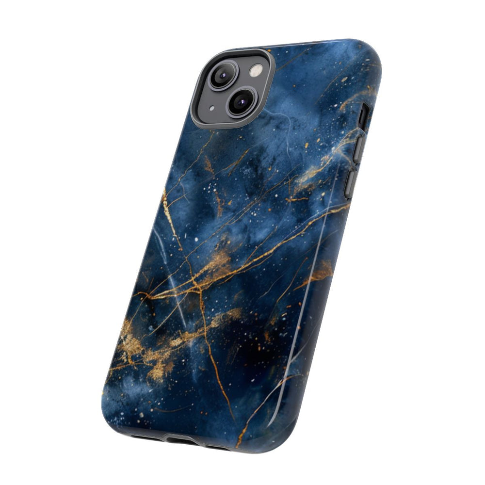 Blauw Marmerpatroon met Gouden Adering