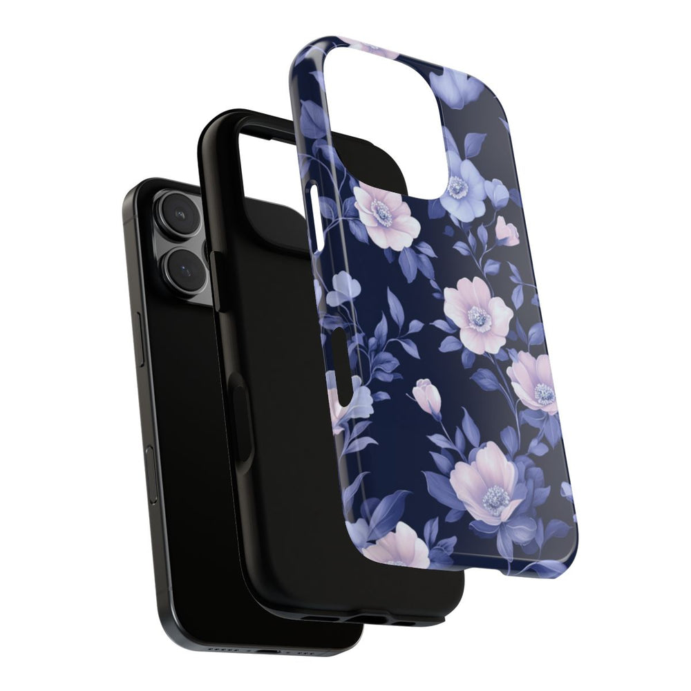 Elegant Blauw-Roze Bloemenpatroon