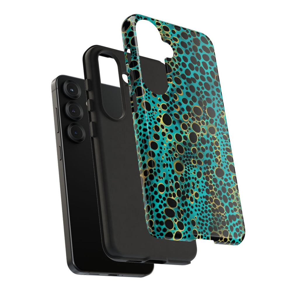 Turquoise en Zwart Abstract Stippenpatroon