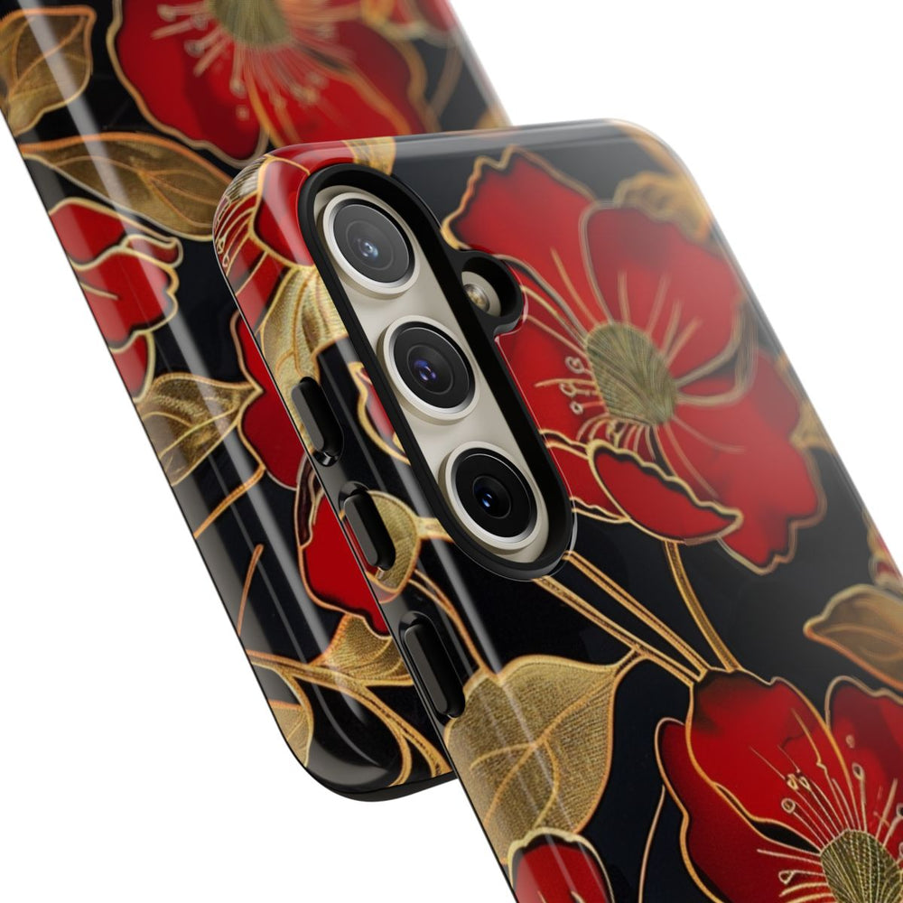 Rood-Gouden Bloemenpatroon