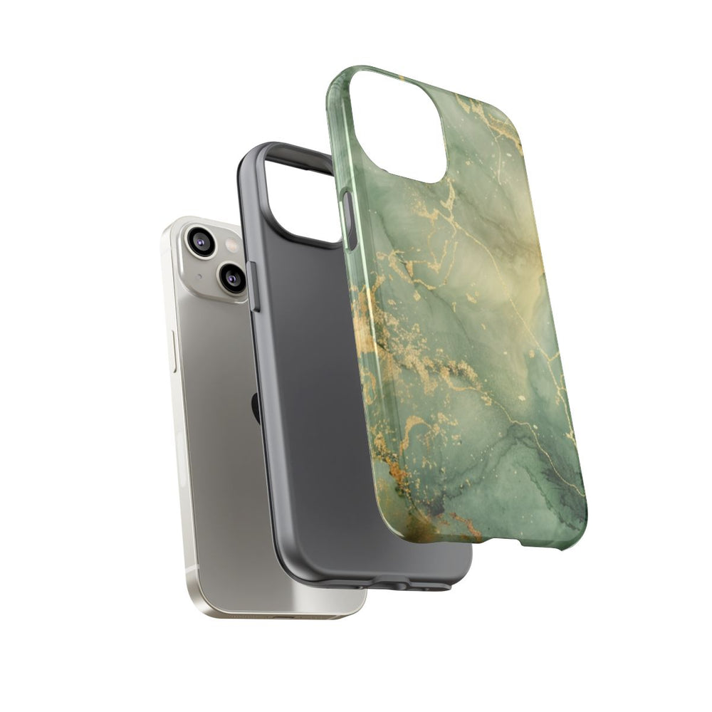 Groene en Gouden Marmer Abstract