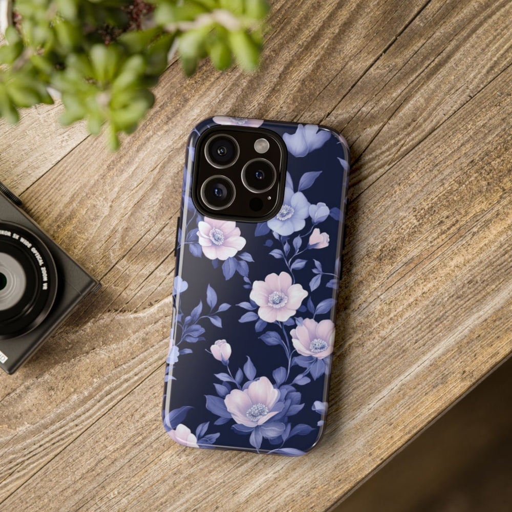 Elegant Blauw-Roze Bloemenpatroon