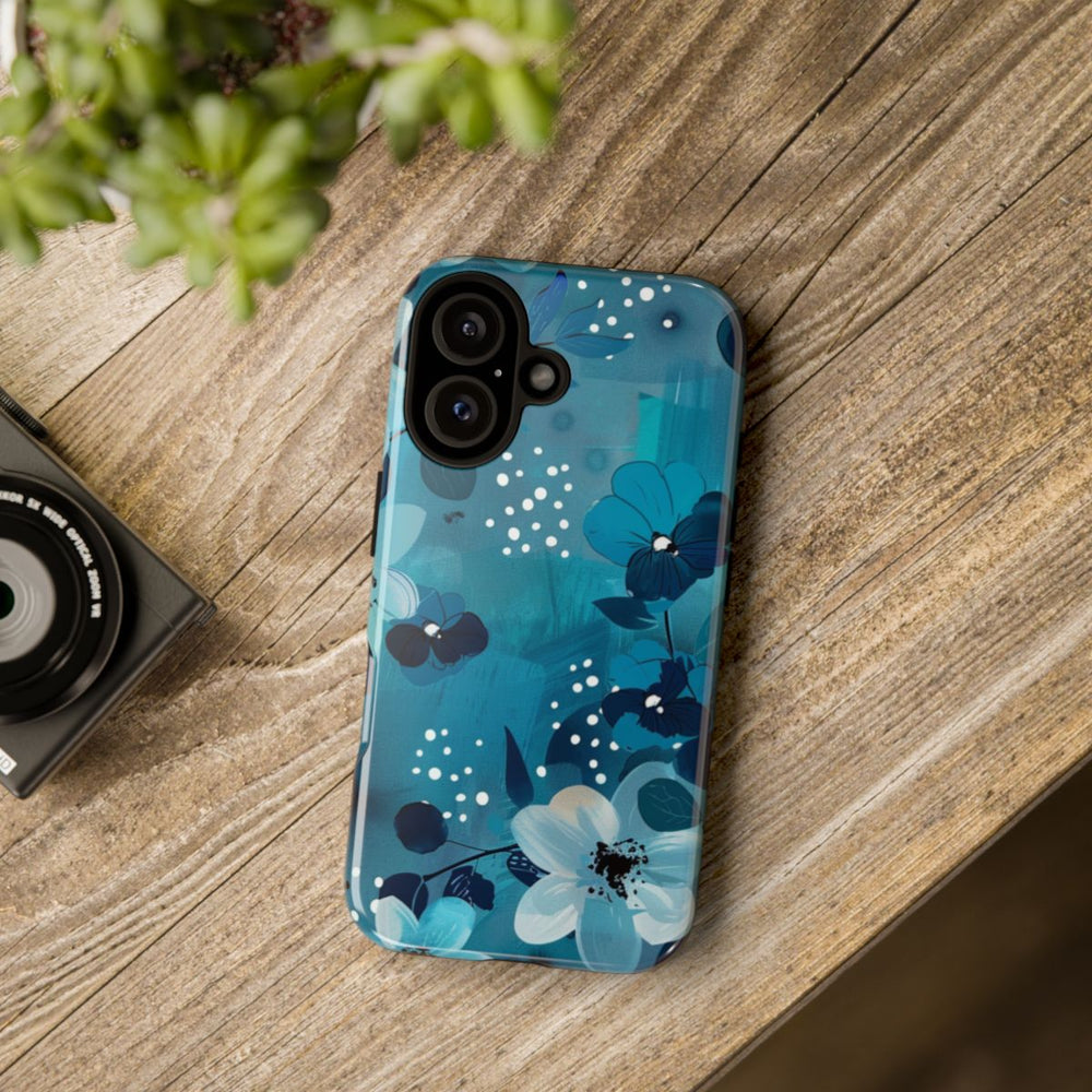 Turquoise Bloemenpatroon met Stippen