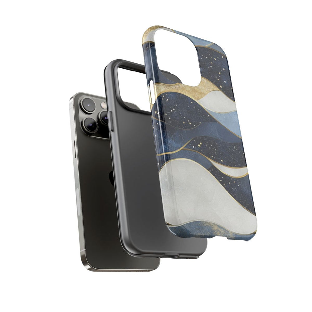 Abstract Blauw-Goud Golvenpatroon