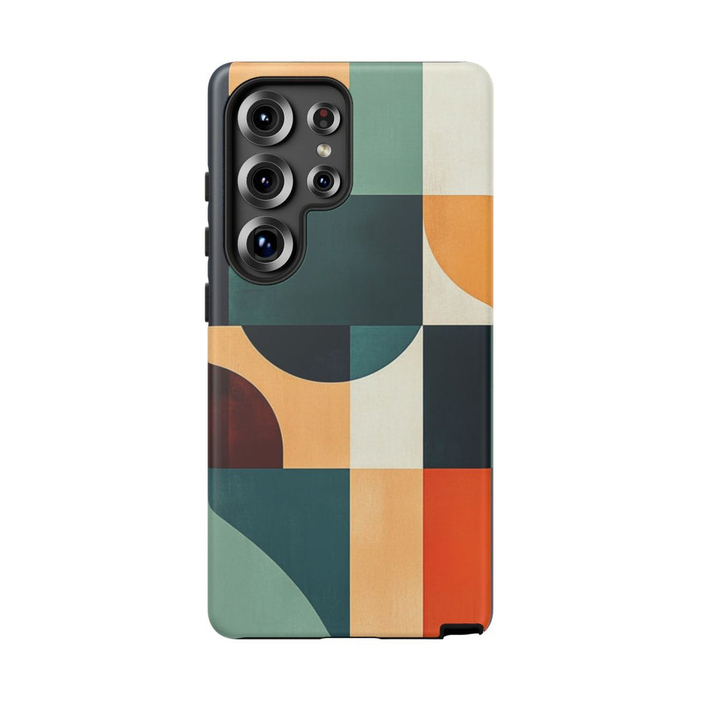 Geometrische Abstracte Vormen in Warm Teal en Oranje