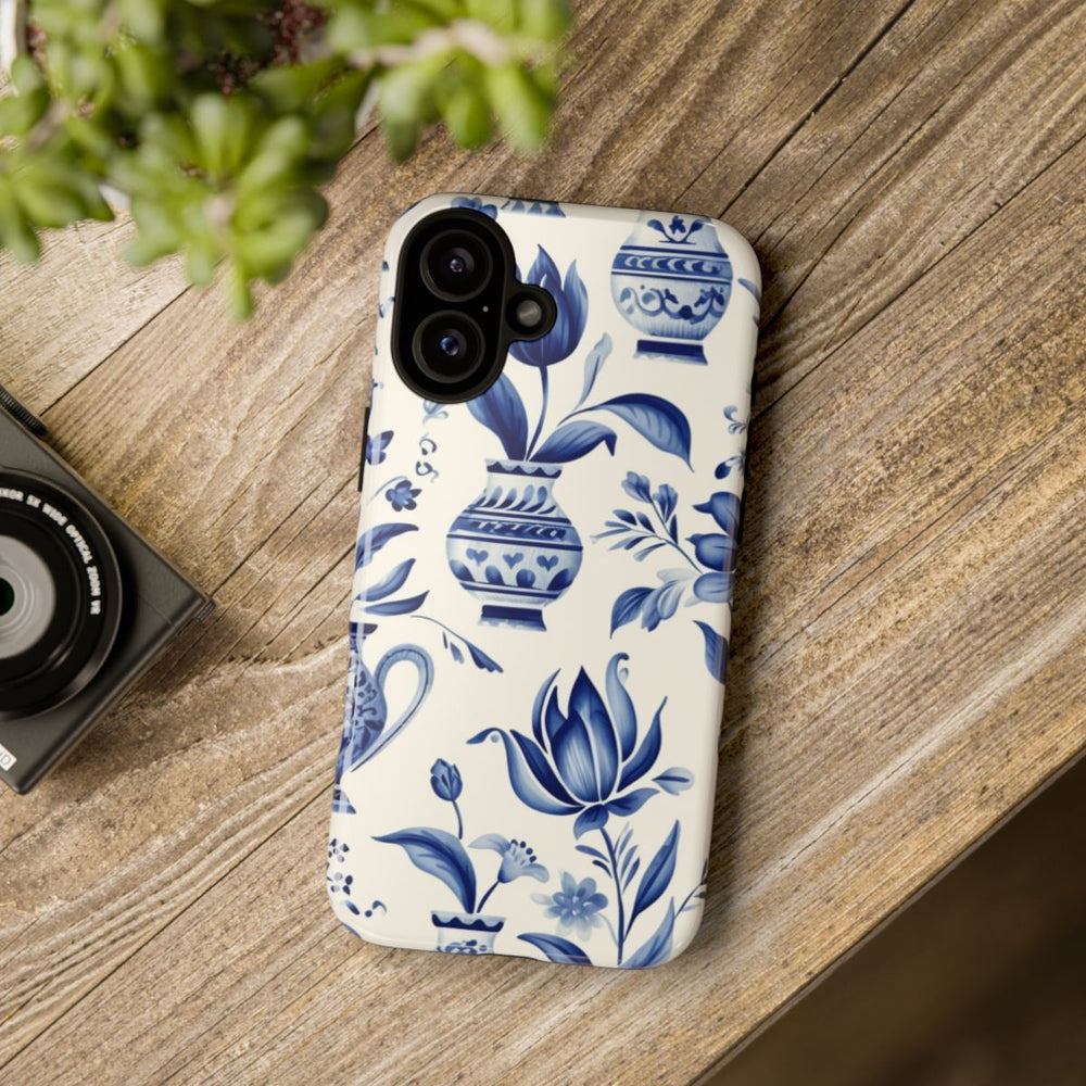 Blauw Bloemmotief met Delfts Vaaspatroon