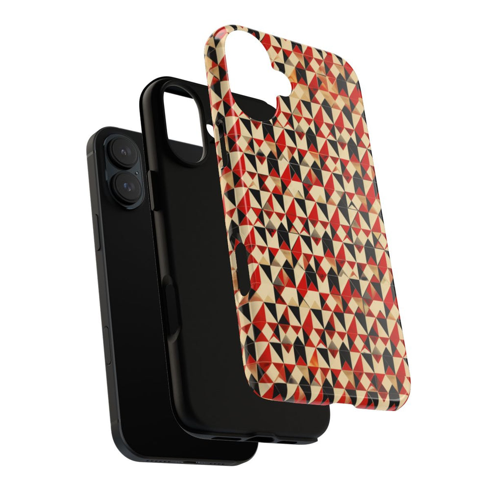 Geometrisch Abstract Patroon in Rood en Zwart