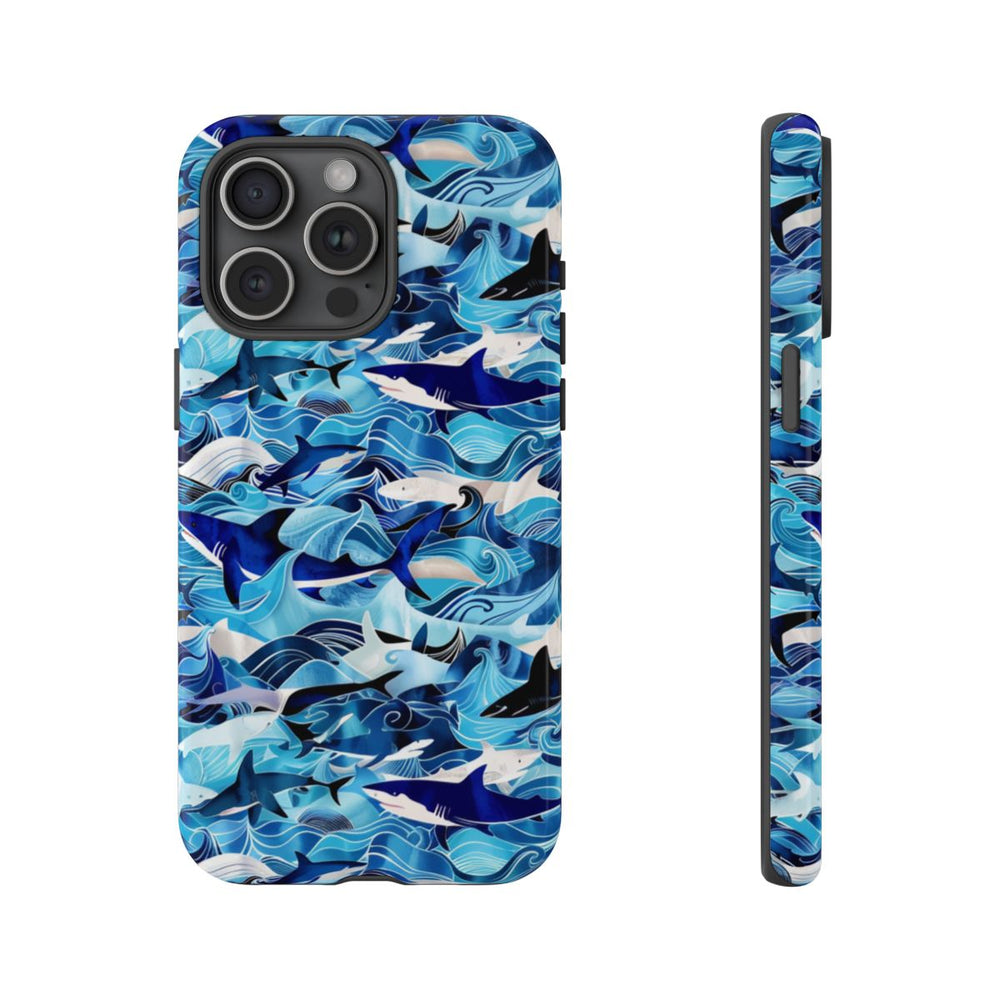 Blauwe Oceaangolven en Haaienpatroon
