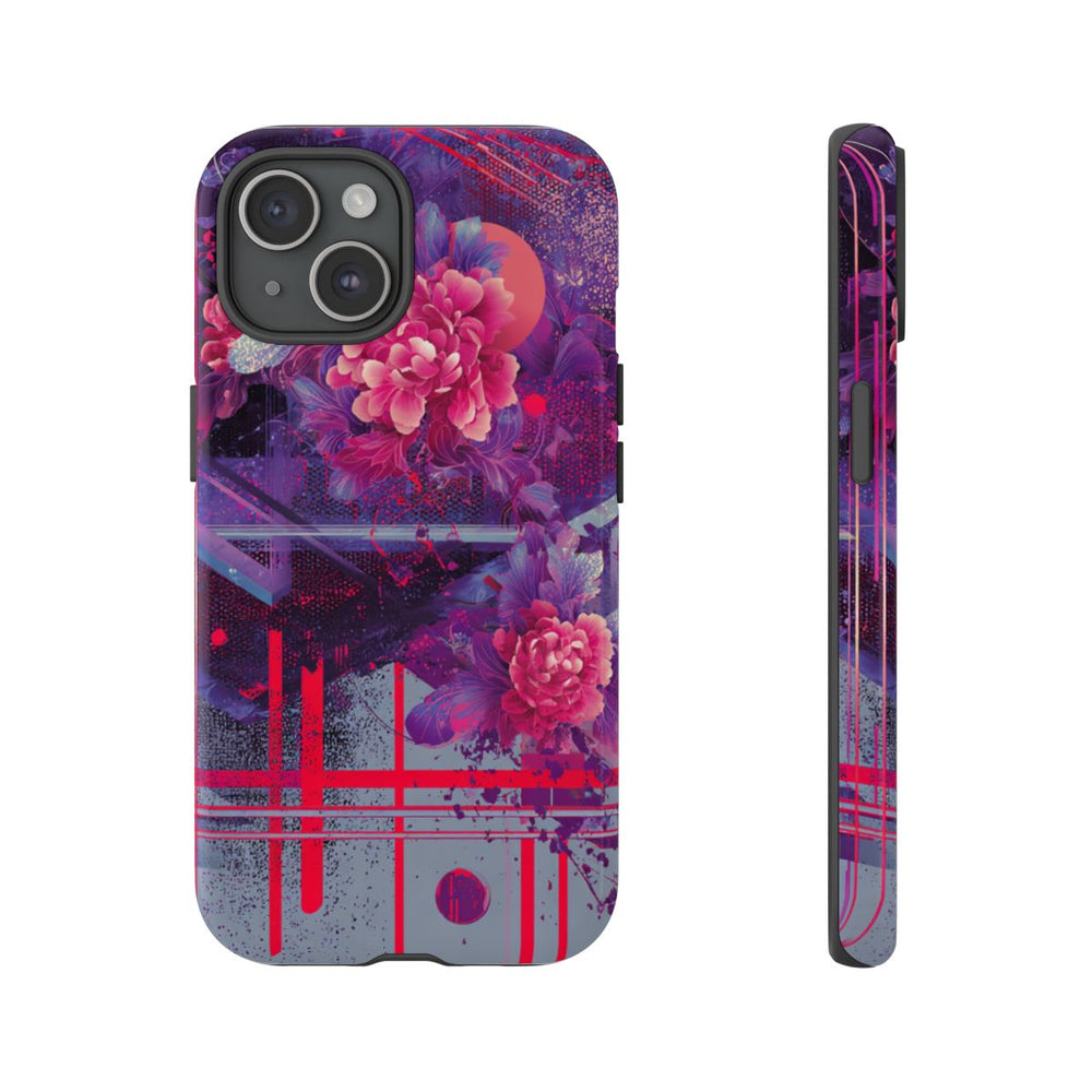 Abstracte Neonbloemen en Geometrie