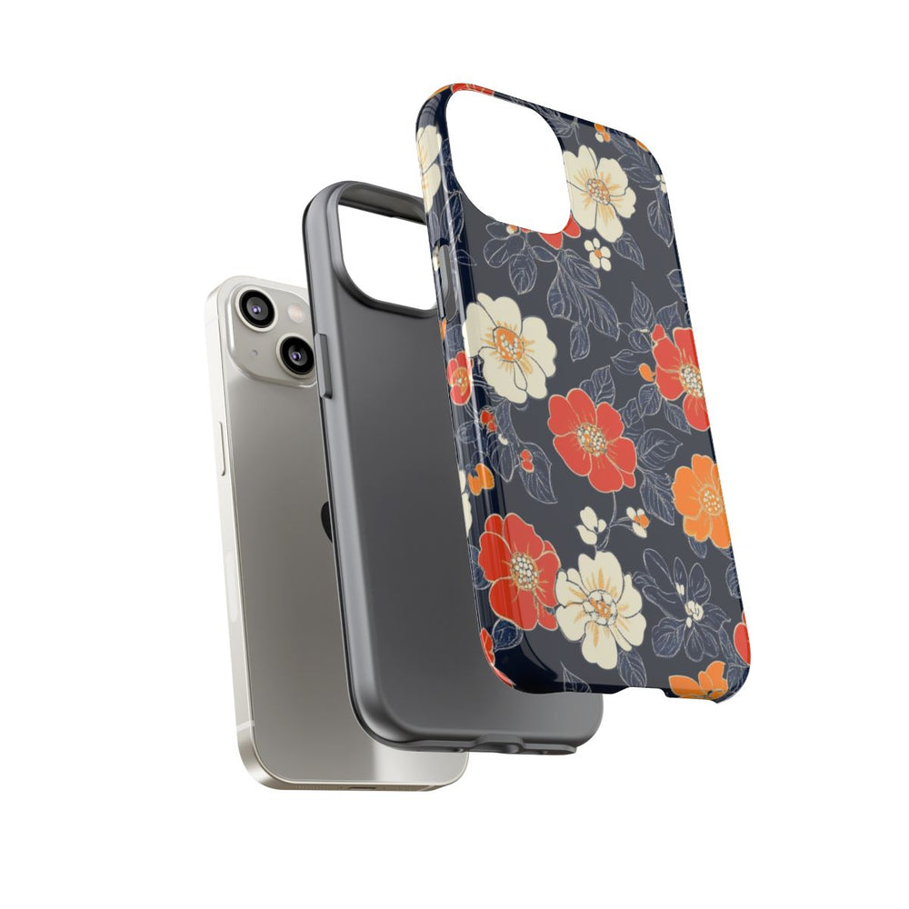 Oranje en Witte Bloemenprint