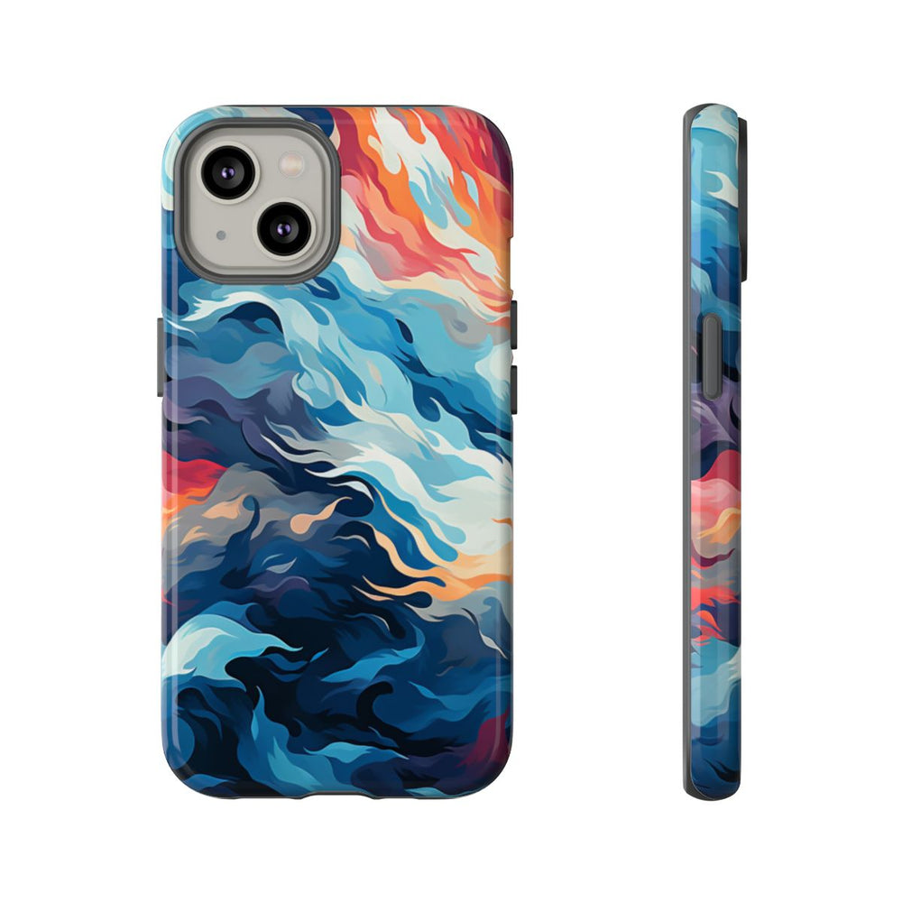 Abstracte Oceaangolven met Vurige Kleuren