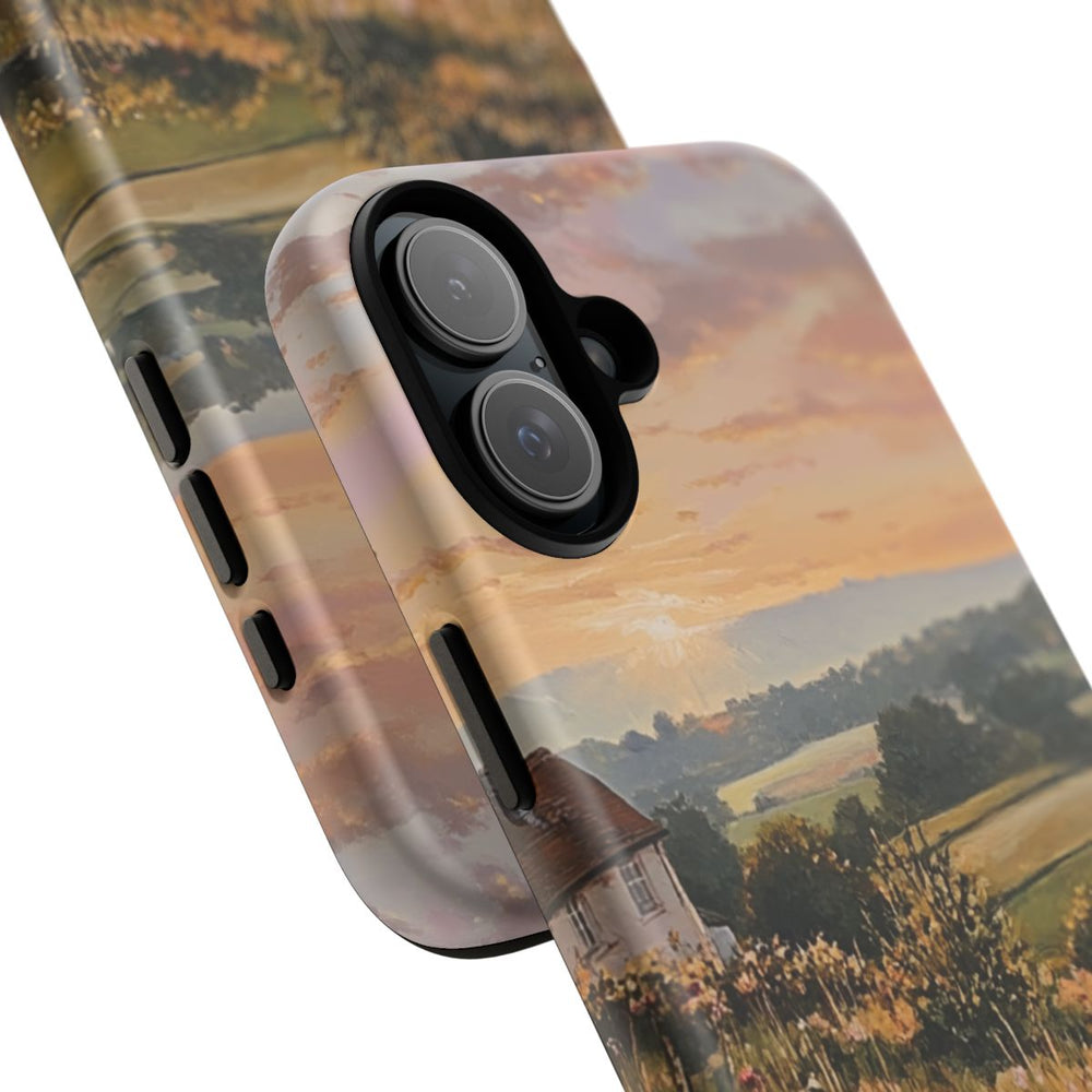 Landelijk Ochtendlandschap met Huisje en Bloemen