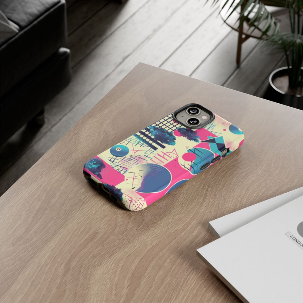 Abstract Geometrisch Patroon in Roze en Blauw